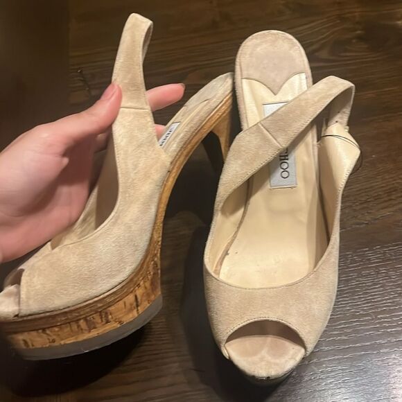 Jimmy Choo Biege suede sandal/heels - Picture 4 of 10
